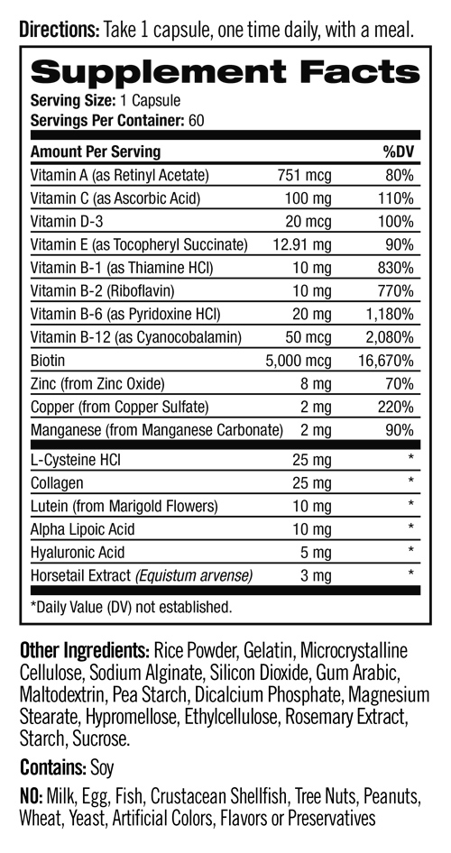 Natrol Skin Hair Nails one per day 60caps