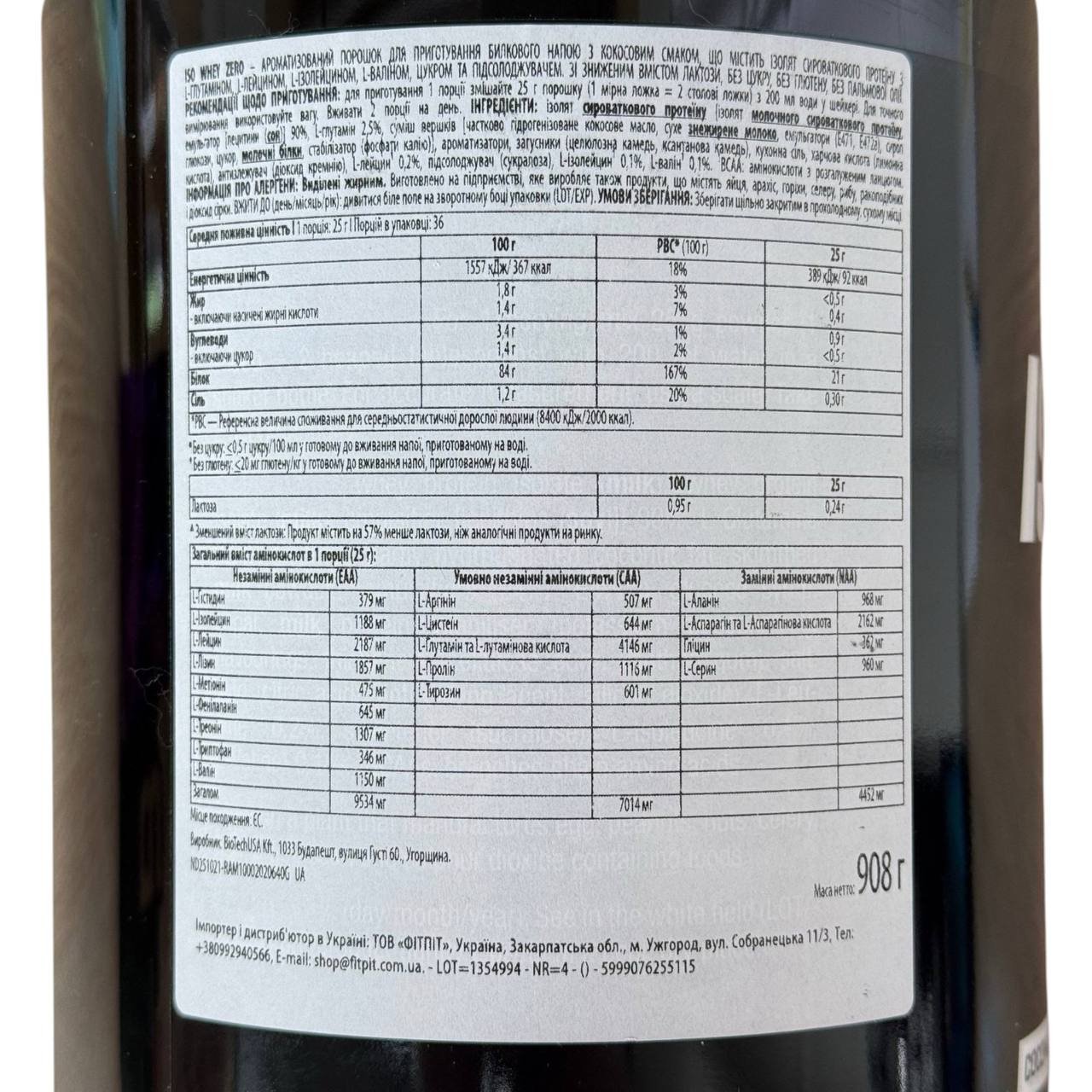 BioTech Iso Whey Zero 900g