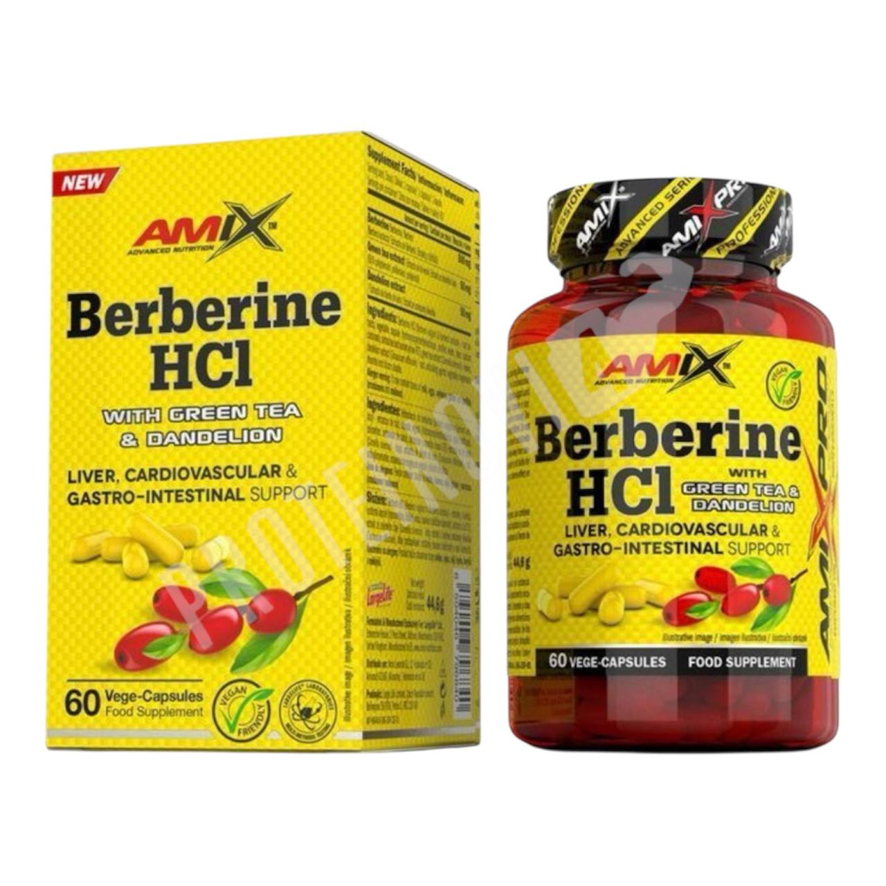 Amix Berberine HCl with Green Tea & Dandelion 60caps