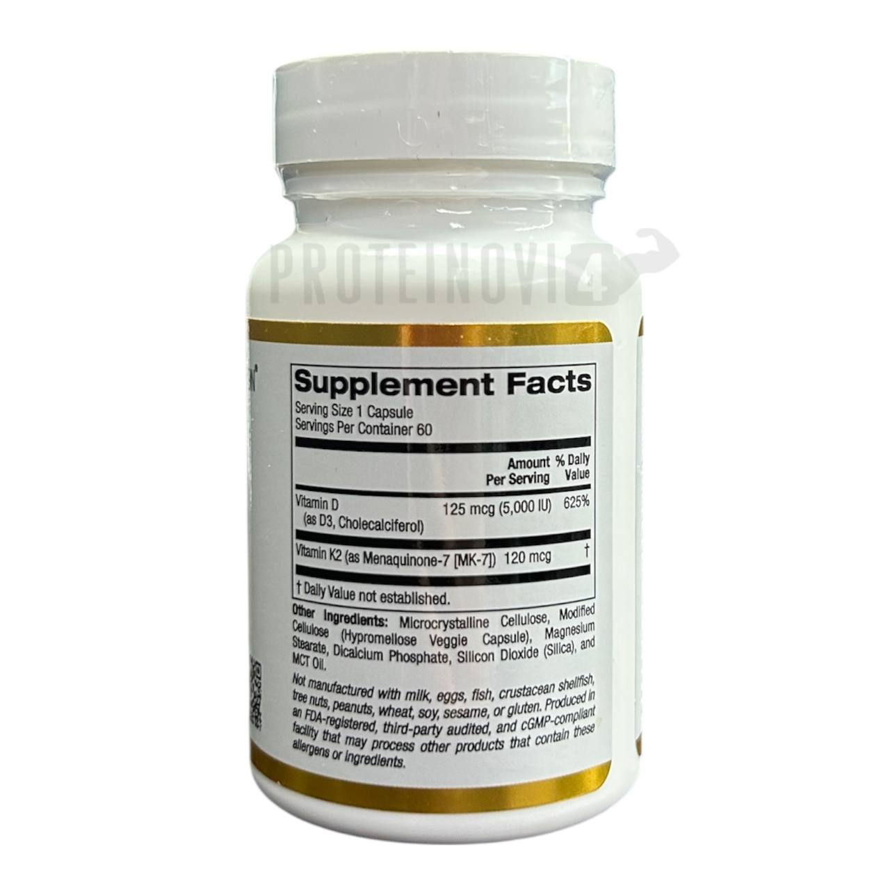 California Gold Vitamin D3+K2 60VegCaps