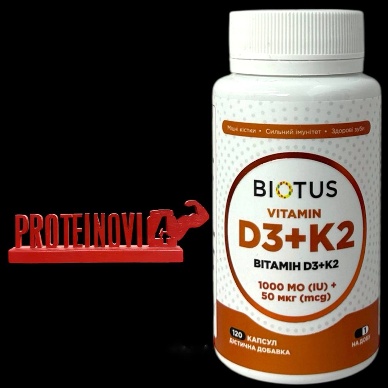 BIOTUS Vitamin D3+K2 1000 IU/50mcg 120Caps
