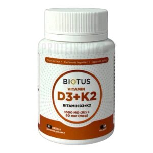 BIOTUS Vitamin D3+K2 1000 IU/50mcg 60Caps