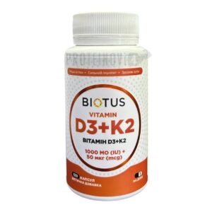 BIOTUS Vitamin D3+K2 1000 IU/50mcg 120Caps