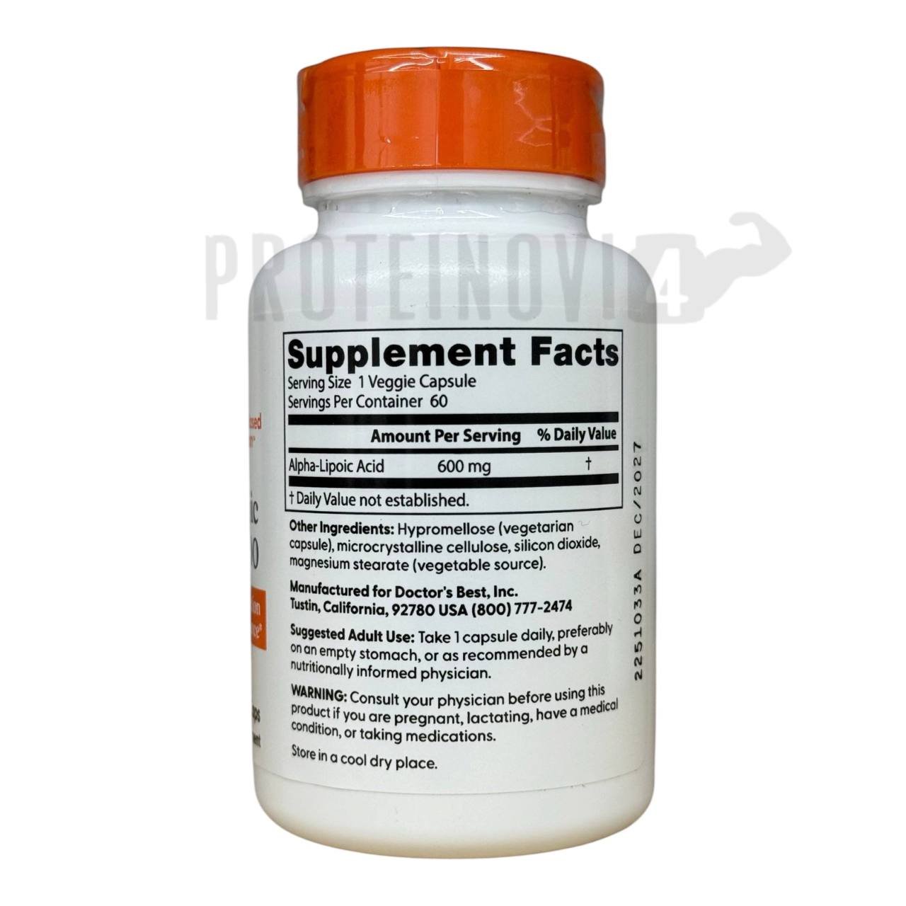 Doctor Best Alpha-Lipoic Acid 600mg 60VegCaps