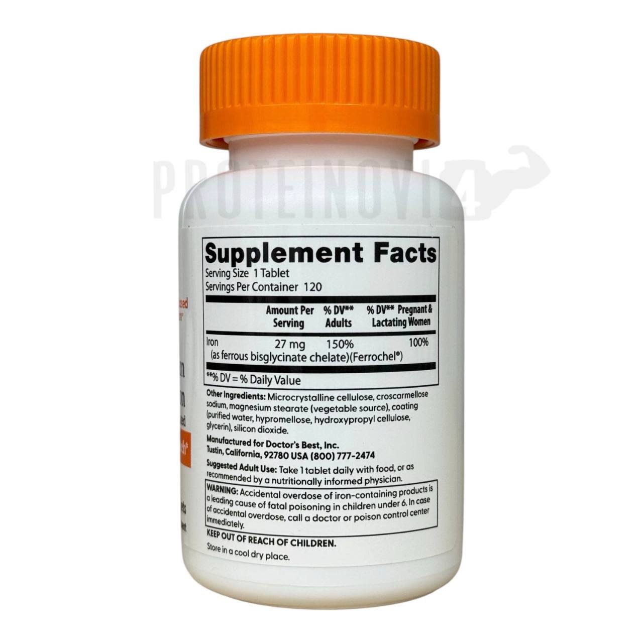 Doctor Best High Absorption Iron 100% Chelated 27mg 120Tabs