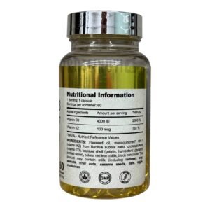 True Health Vitamin D3 4000IU+K2 100mcg MK-7 60Softgels