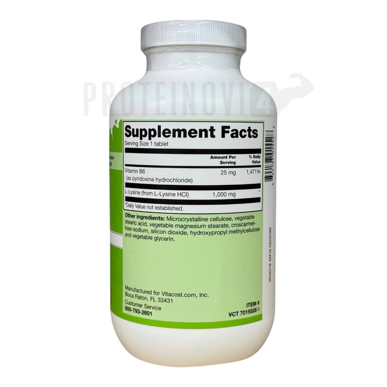 Vitacost L-Lysine 1000mg 250Tabs