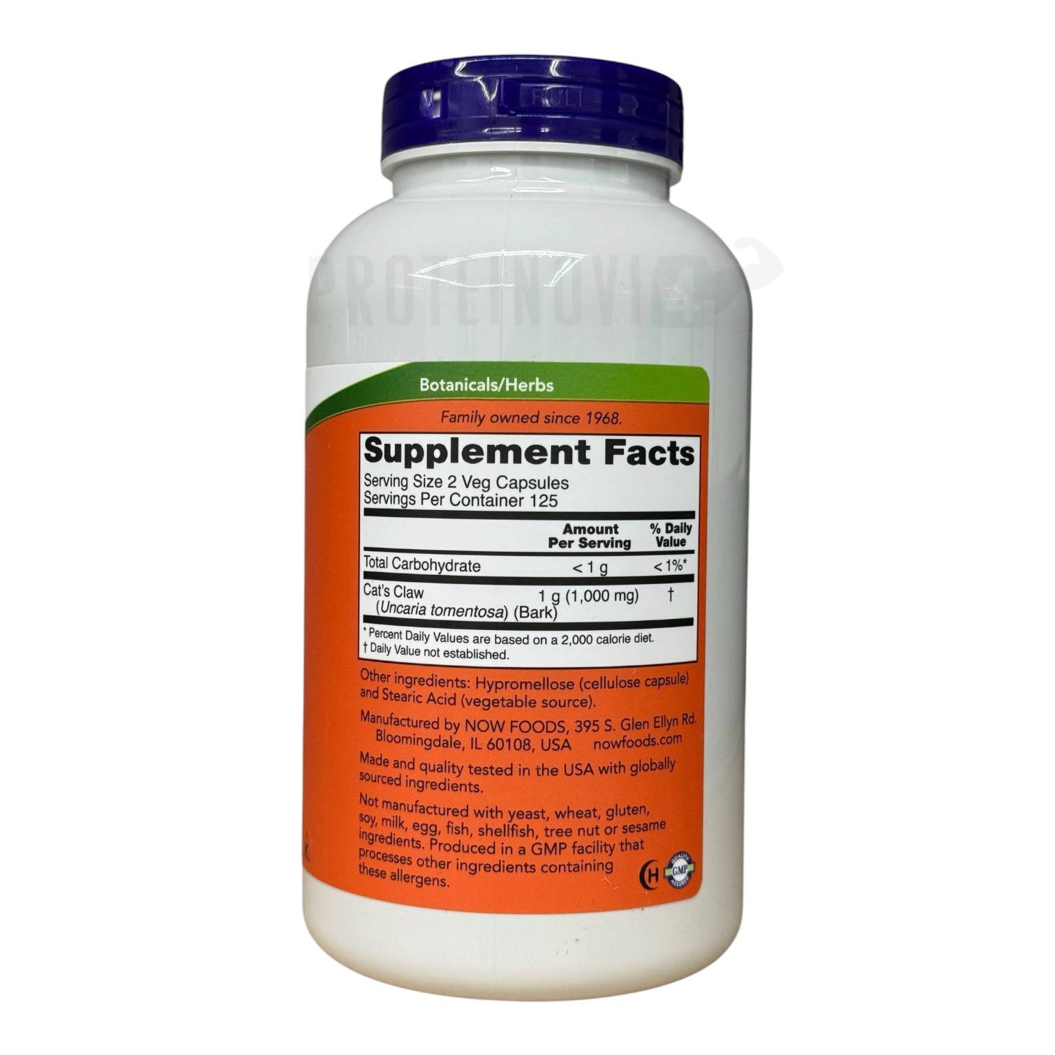 Now Cat`s Claw 500mg 250VegCaps