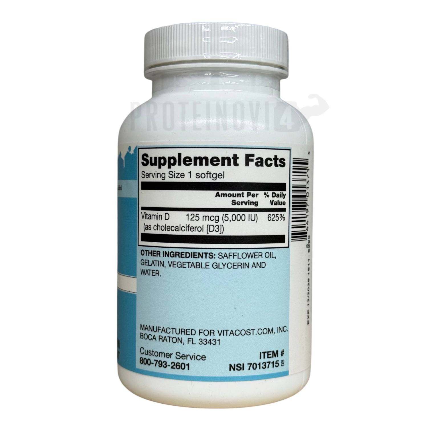 Vitacost Vitamin D3 5000IU Mini Gels 365Softgels